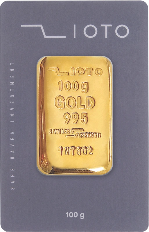 شمش طلا ۱۰۰ گرمی ۲۴ عیار زیوتو