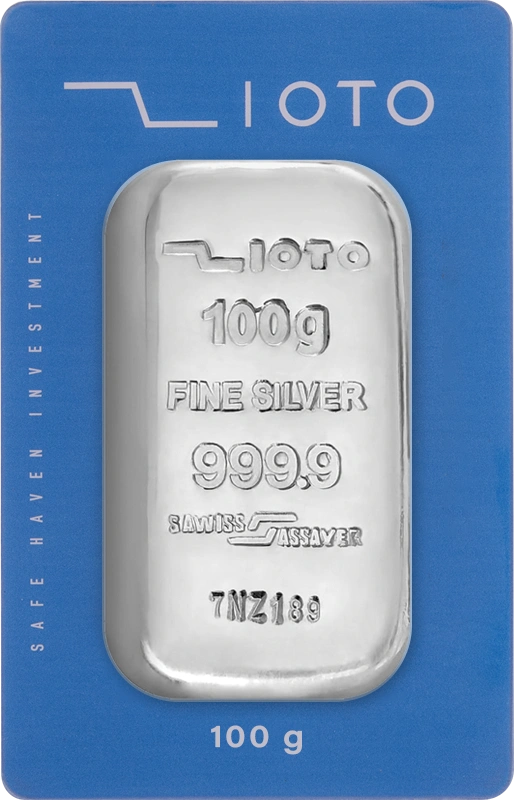 شمش نقره خالص ۱۰۰ گرمی زیوتو