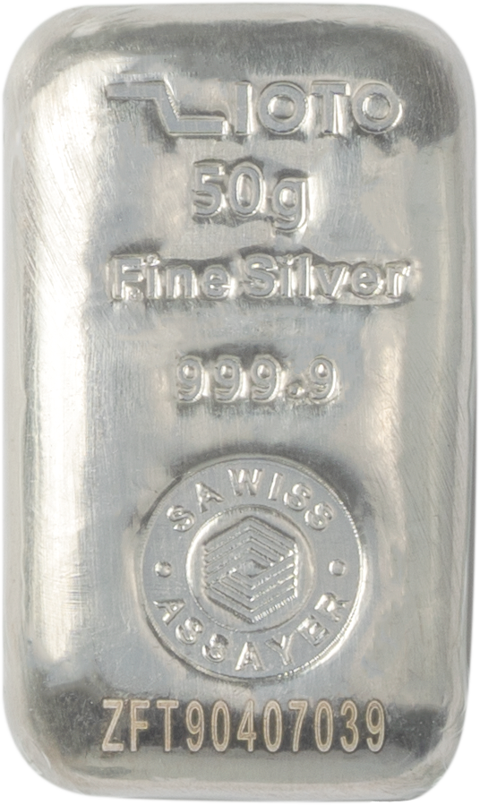 شمش نقره خالص ۵۰ گرمی زیوتو